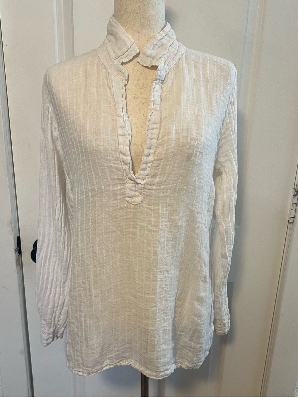 CP Shades Regina Linen Striped Tunic Top Resortwear Swim Coverup Vacation